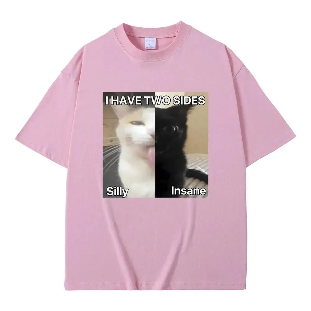 Funny Tees Oversized T-shirt I Hace Two Sides Silly and Lnsane Meme Print Tshirt Women Casual T Shirts Summer Loose Short Sleeve
