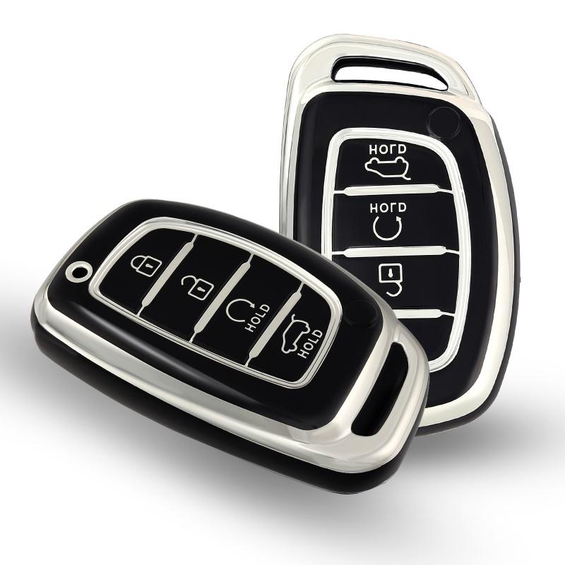 4 Bottons Smart Key Fob Case Cover for Hyundai Tucson Santa Fe Rena Sonata Elantra Creta Ix35 Ix45 I10 I30 I40 Solaris Accent