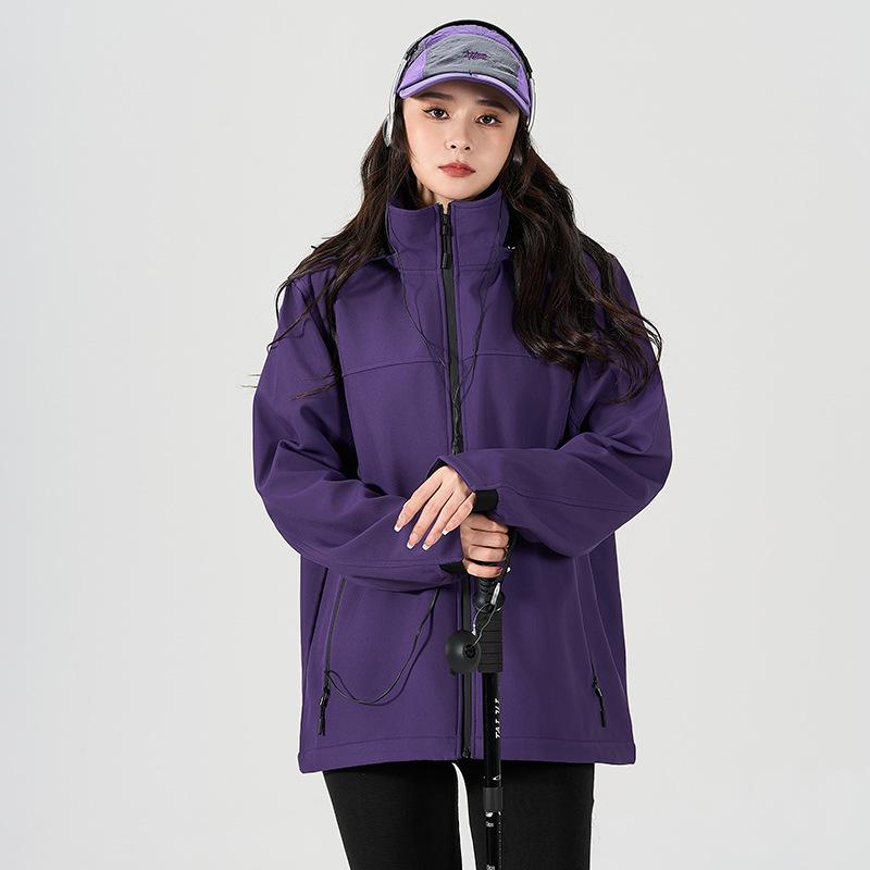 Men s Windproof Breathable Softshell Hiking Jacket (Spring/Autumn) - Purple, Unisex Style. 5XL фиолетовый
