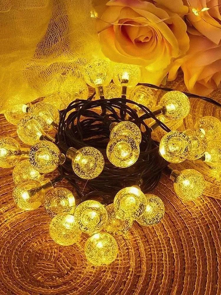 Solar Bubble Balls Lamp String Lights Outdoor Water Drops Outdoor Waterproof Orb Christmas Lights Patio Holiday Party