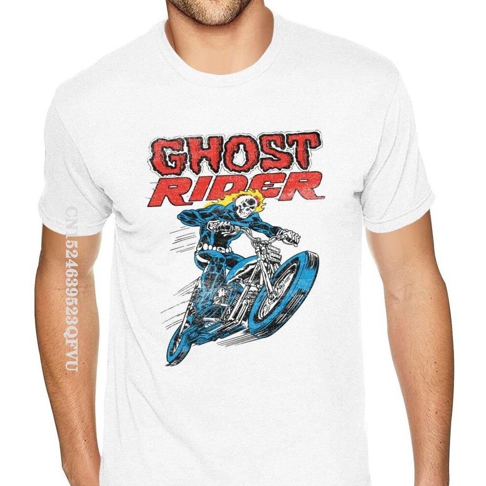 Lovely Ghost Rider Tee Shirts Men's Top Quality Gothic Style Anime Tshirt Pure Cotton Crew T-Shirts Punk Style