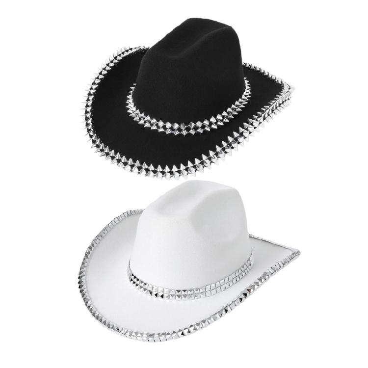 Hand Beading Rivets Studded Hat Cowboy Hat for Carnivals Music Festival
