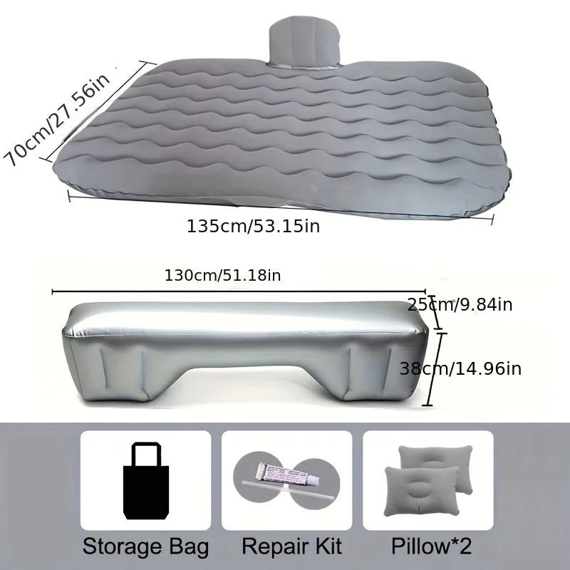 Airbed Car Seat Mattress Air Inflation Sofa Multifunction with Bag Repair Outfit 2 Pillows for Sleep Rest