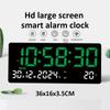 15 Inch Large Screen LED Digital Alarm Clock Time Date Week Temp 3 Sets Alarms Display 12/24H Adjustable Brightness Snooze Clock