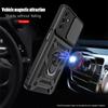 KEYSION Shockproof Case for Samsung A16 5G Silicone+PC Slide Camera Lens Protection Ring Stand Phone Cover for Galaxy A16 4G 5G