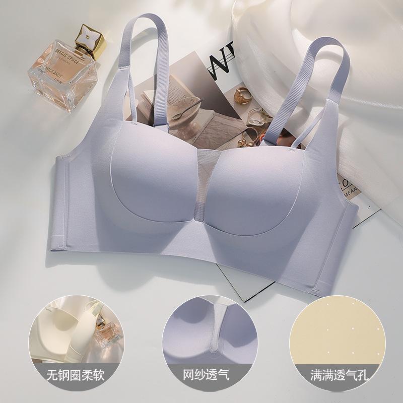 Underwear women's thin small breasts gather and close secondary breasts, summer seamless bra without steel ring bra full thin cup
