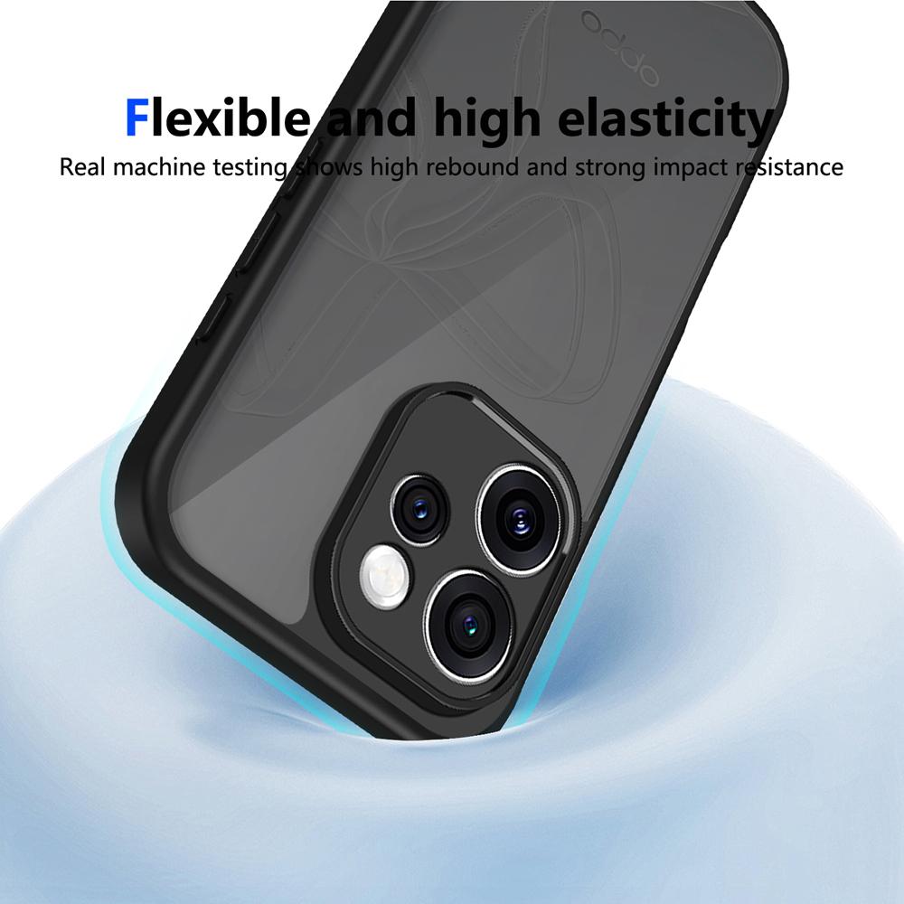 KEYSION Matte Translucent Black Phone Case for OPPO Reno15 Pro Max 5G Silicone+PC Clear Shockproof Cover for OPPO Reno15 F 5G