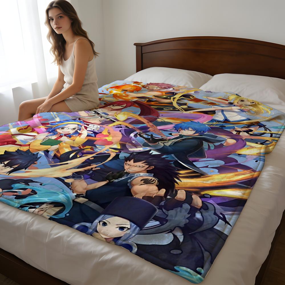 Throw High-Density Short Plush Blanket For Sofa Nap Air-Conditioned Room Soft Skin-Friendly Classic Comics Anime FAIRY TAIL