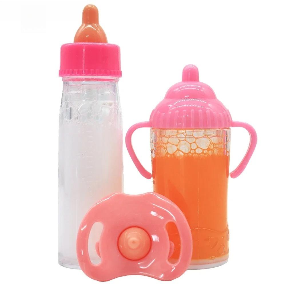 Velká sada lahviček na krmení pro panenky Baby Doll Hračka pro péči o miminka Kočárek 2ks Lahvičky na mléko a džus s dudákem pro panenky Baby