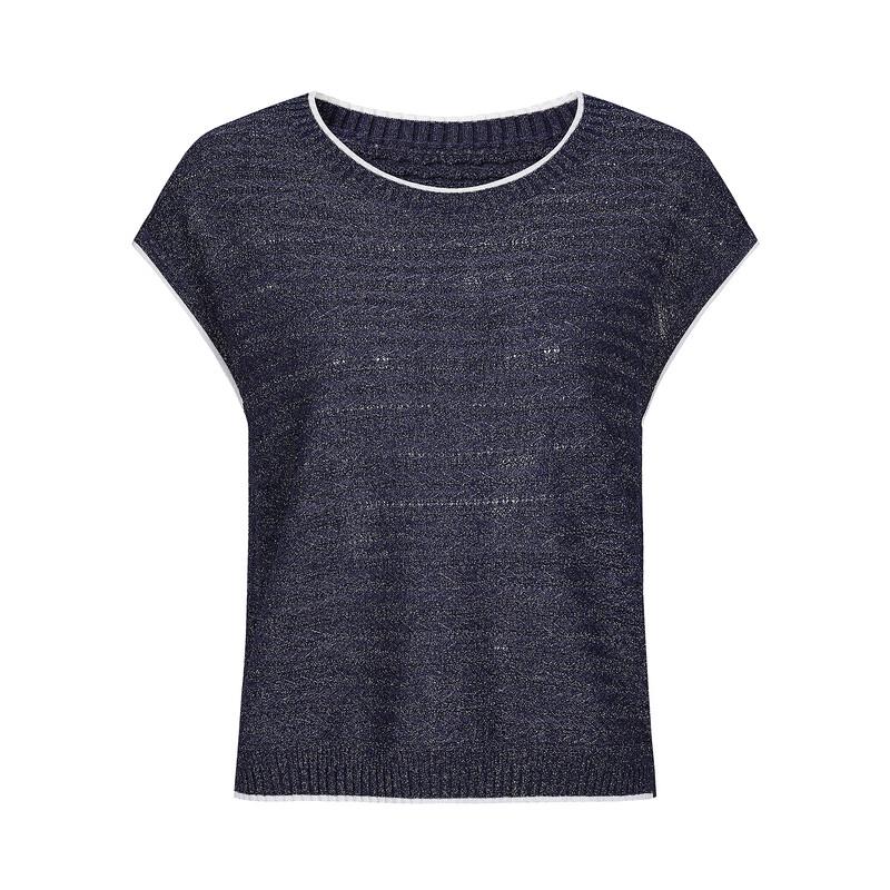 JUZUI Women's Relaxed Wavy Knit Short Sleeve Top