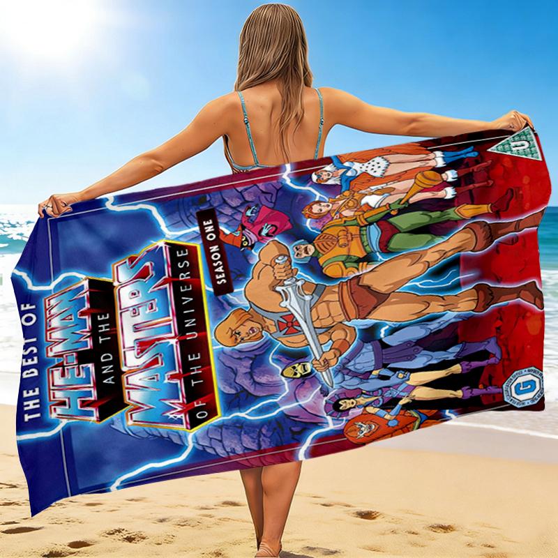 1Pc Heman Masters Universe Season One Beach Towel, Quick Dry, Multi-Use for Beach Pool Gym Yoga Home Travel, Christmas, Halloween, Xmas Gift