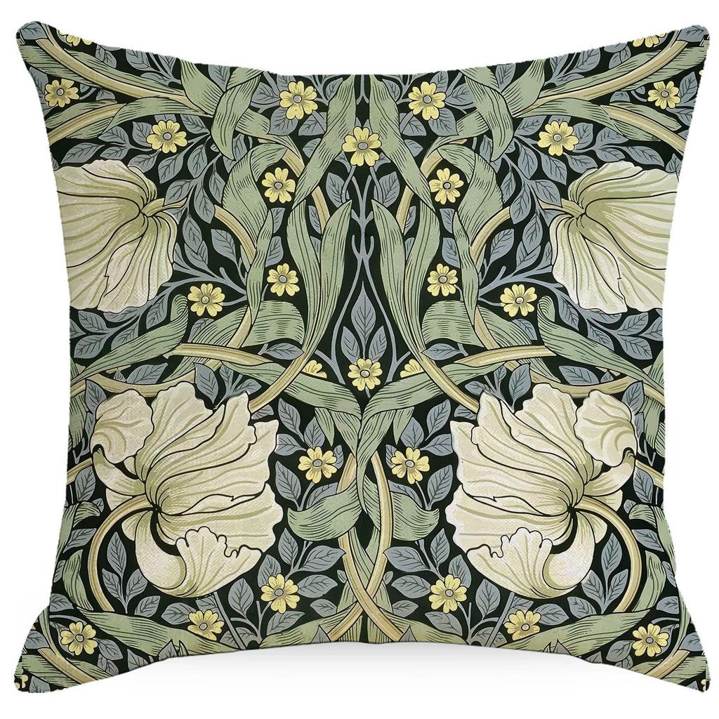 1pcs 45cm Retro Floral Plant Print Cushion Pillow Cover Vintage Decorative Throw Pillow Case for Sofa Bed Home Decor Pillowcase