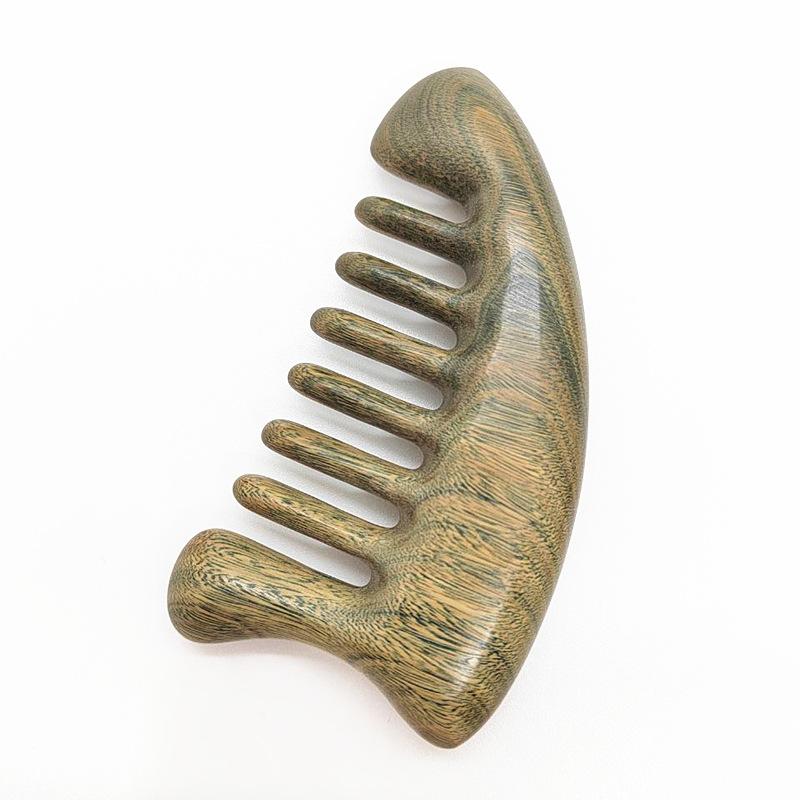 Meier Sandalwood comb - green sandalwood & rosewood massage comb - wide tooth comb for meridian acupressure & curly hair 10.5*.5..5*2.0*