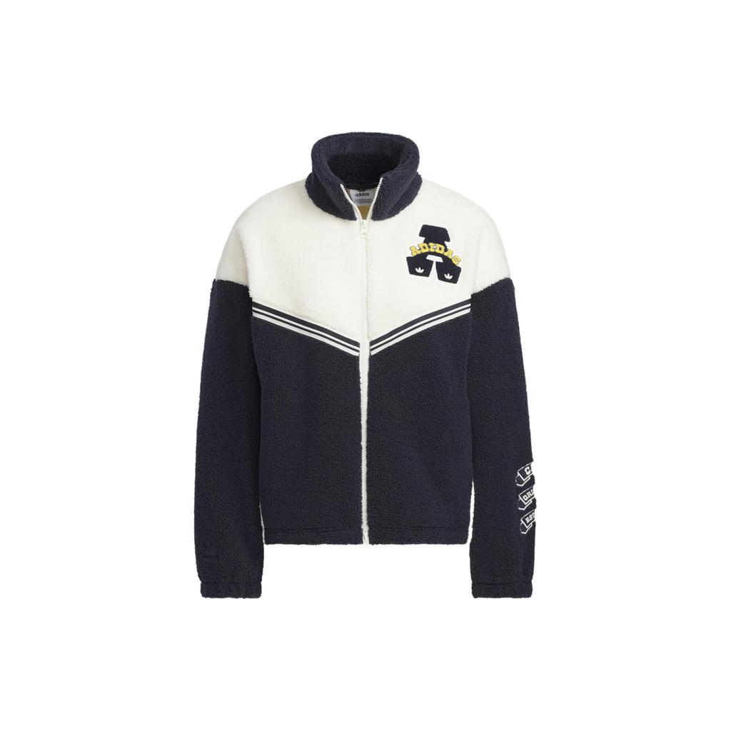 Adidas Originals Collegiate Collection FW24 Fashion Sports Color Block Retro Stand Collar Jacket Women Jacket Dark-Navy Blue White JD6369