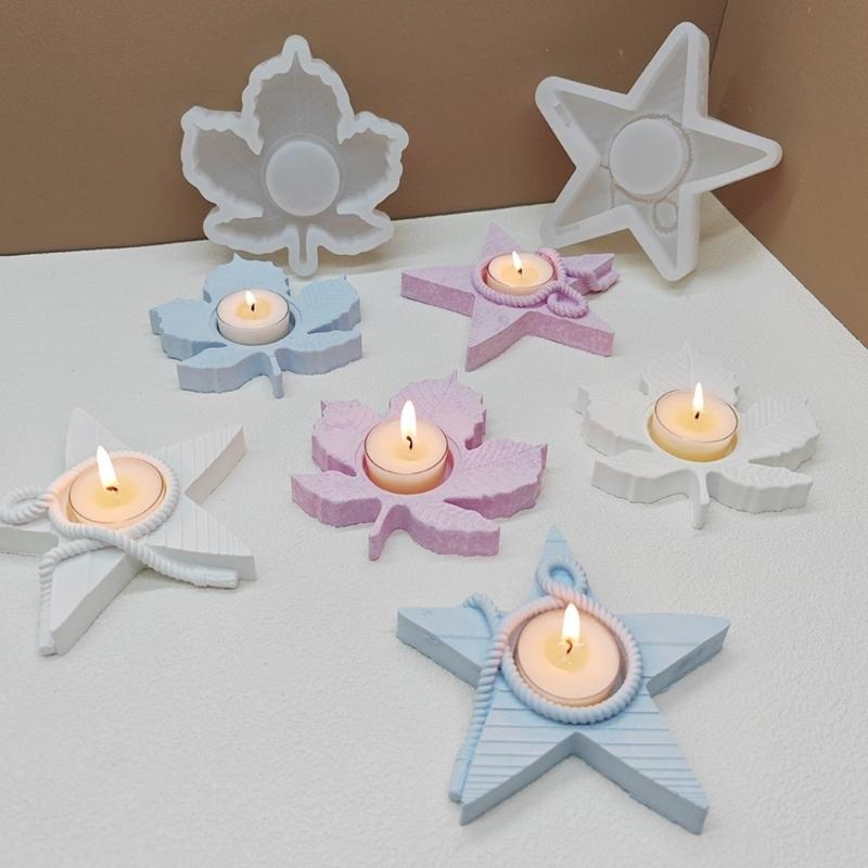 Maple Leaf Candle Holder Mold DIYs Candlestick Silicone Mould Aromatherapy Plaster Gypsum Cement Craft Home Decorations