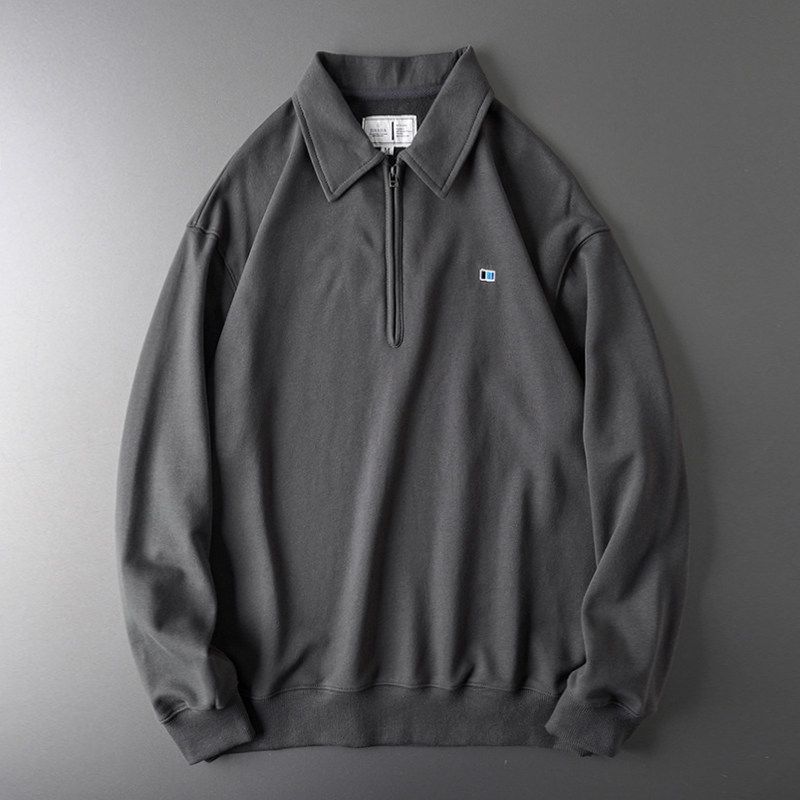 Heavy Weight Half Zipper and Lapel American Spring & Fall Coat Sweatshirt