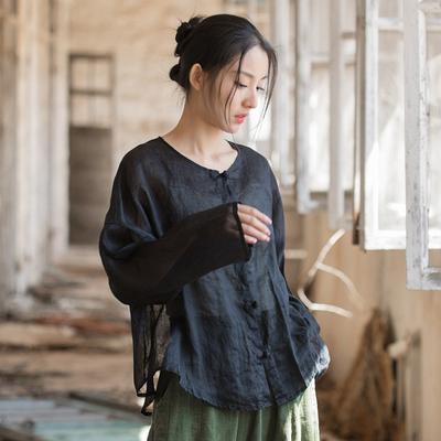Women Summer Shirts Tops O-Neck Long Sleeve Button Blouses High Quality Casual Loose Women Shirts