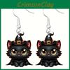 Halloween Earrings Themed Featuring Each Cat Demon Pumpkin And Skull Pattern