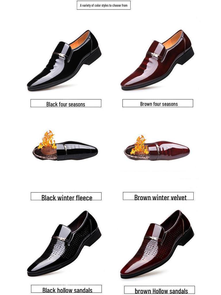 Men's Large Formal Slip-On Patent Leather Shoes - Black, Shiny, Business, Casual, Wedding