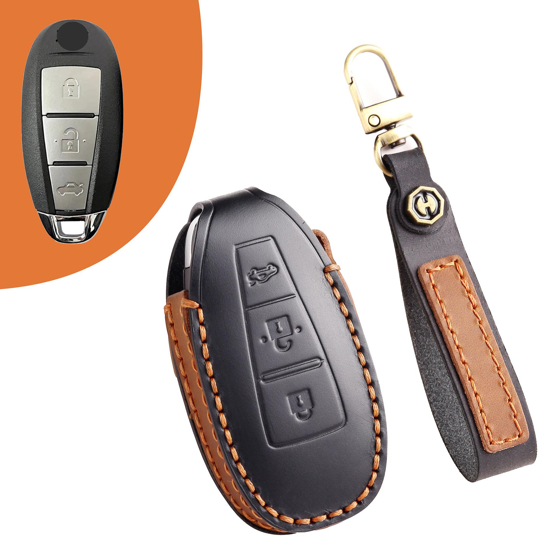 

Suzuki car key cover Vitra Fengyu Xiaotu Qiyue high-end leather bag smart keycase chain чёрный