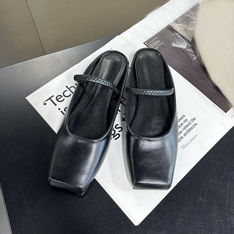 Fashion Big Size Fashion Square Toe Ladies Flats Sandals Slides Shoes Female Slip On Footwear Women Flats Sandals Slippers Shoes Mules