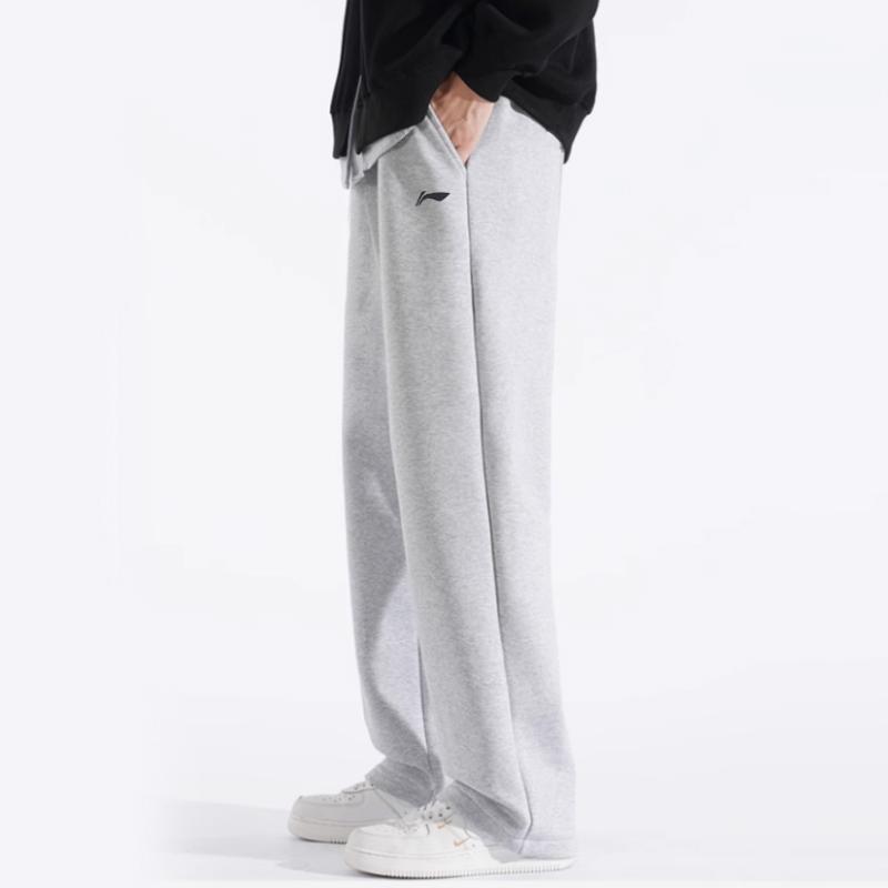 Li Ning Sports Lifestyle Series Solid Color Mid Waist Comfortable Breathable Versatile Straight Leg Knitted Sports Pants Men Bottoms AKLTC41-2