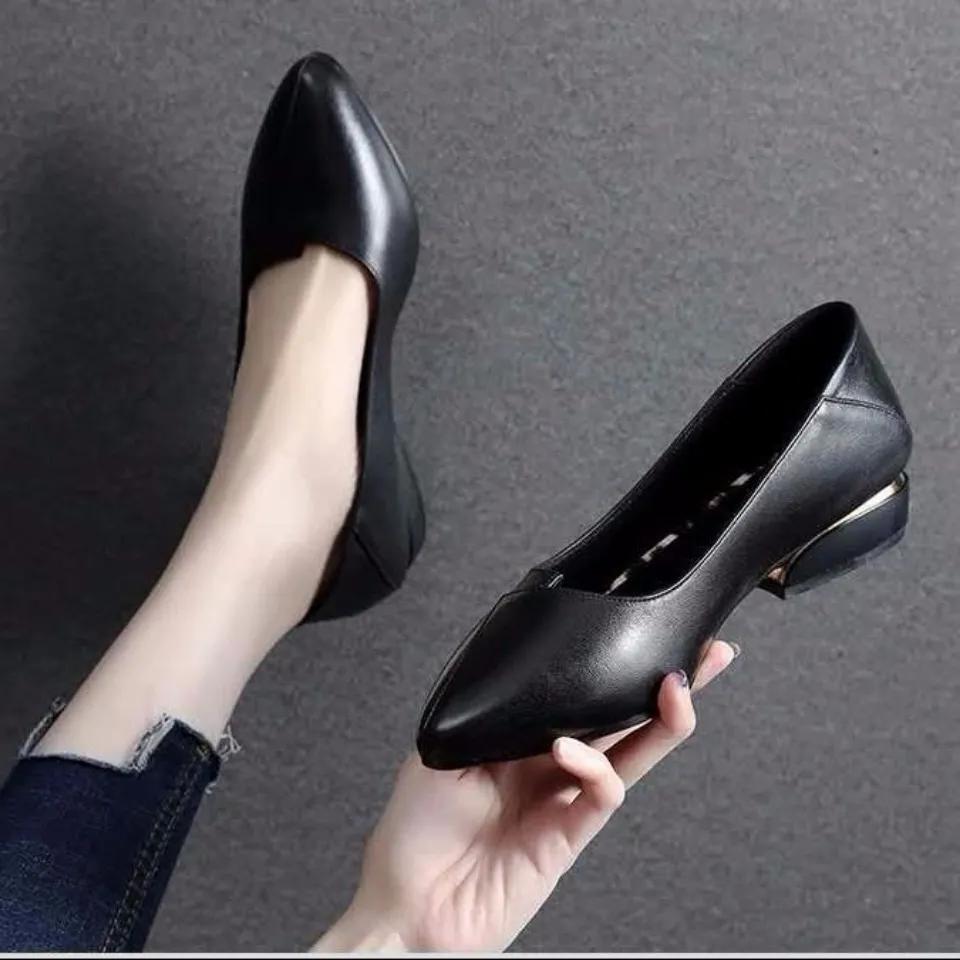 women fashion sweet yellow spring & summer slip on anti skid shoes lady black plus size comfort office shoes ab522