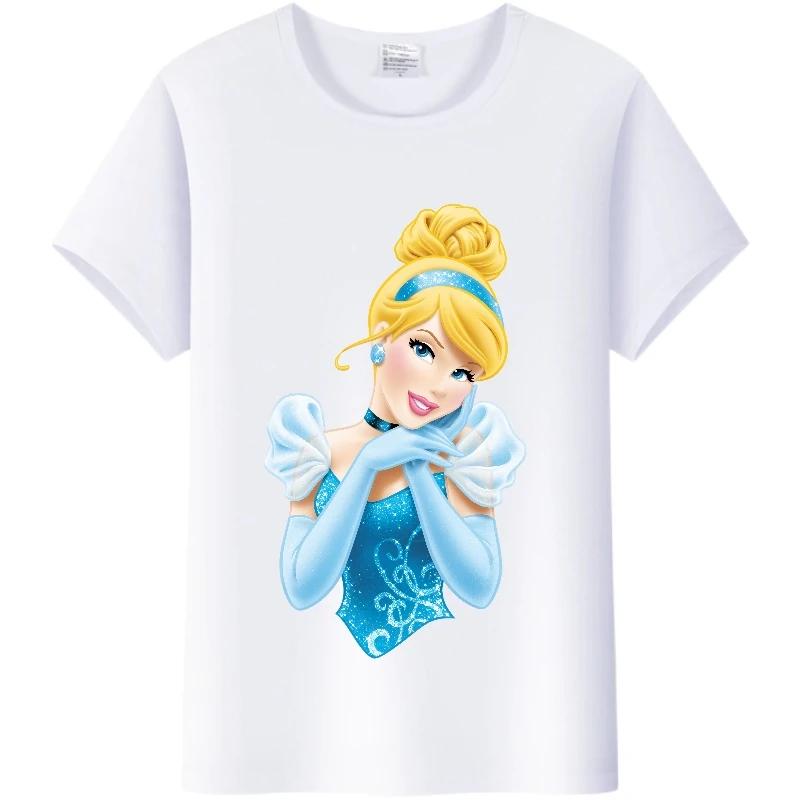 T-shirt Kawaii Disney Cartoon Ragazza Camicia Principessa Donna Estate 2024 Abbigliamento Y2K Top Manica Corta Magliette Carine Bluse Bianche Larghe