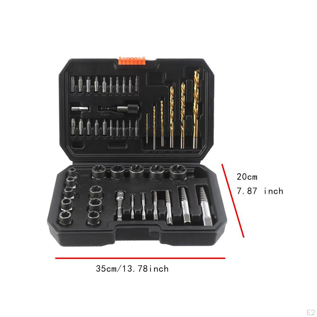 48x Screw Bolt Extractor Set Accessories with Case Remover Socket for Damaged Stripped