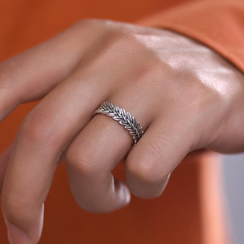 Personality Wheat Men And Women Simple Fashion 925 Sterling Silver Retro Exquisite Opening Rings  TYB345