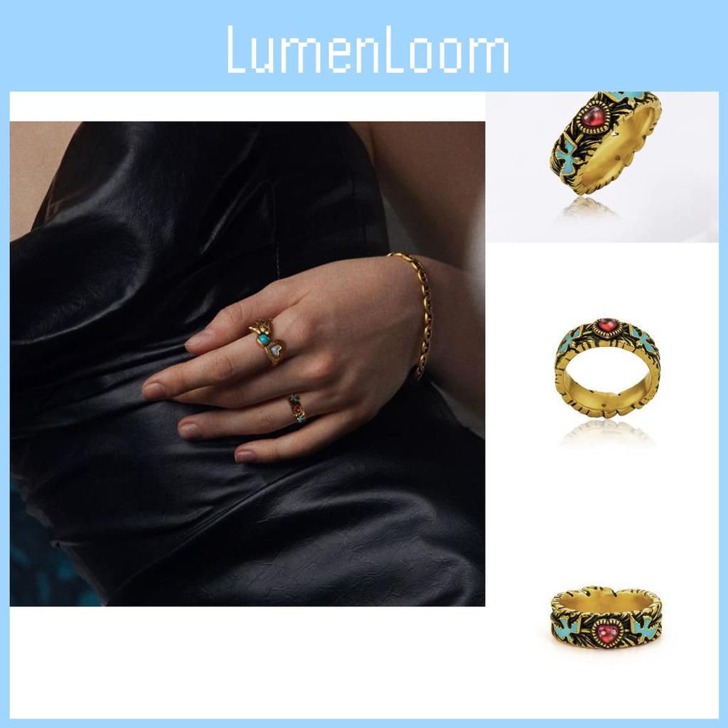 Vintage Inspired Geometric Heart Bird Ring For Women Stylish Adjustable Copper Accessory