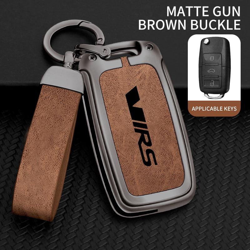 AAABP1 Zinc Alloy Car Remote Control Key Case Cover Holder Shell Fob for Skoda VRS Protection Key Chain Buckle Keyless Accessories