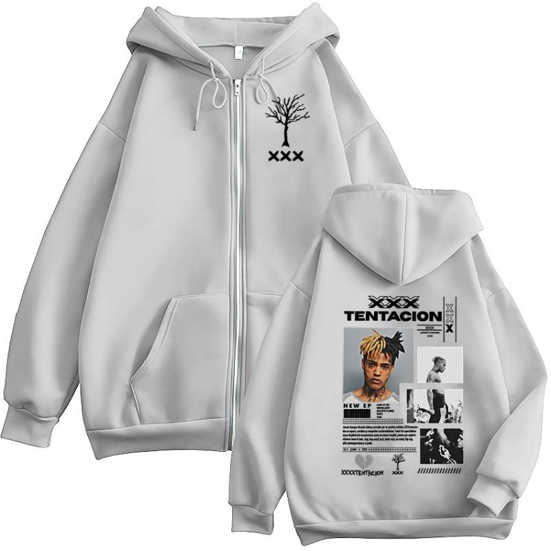 ראפר XXXTentacion אלבום 2026 קפוצ'ון עם רוכסן אופנה גותית לגברים סווטשירט פליז פולאובר גברים מעילי היפ הופ עם קפוצ'ון בגדי רחוב