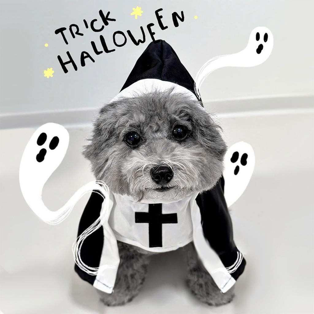 Whimsically Pet Nun Cloak Robe Dress Halloween Costume Parties Supplies For Dog Cats Photoshoots Fun Cosplay Outfits