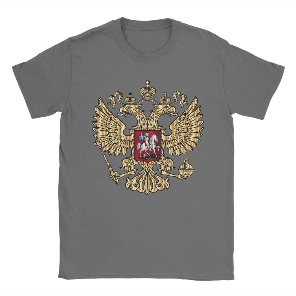 Russian Coat of Arms TShirts Men Russia Emblem Novelty Pure Cotton Tee Shirt Crew Neck Short Sleeve T Shirts Printed Tops
