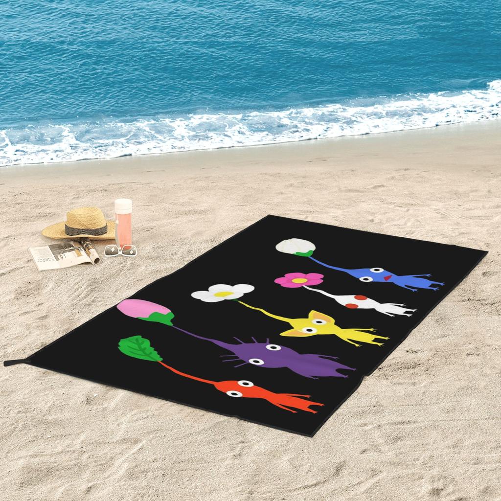 Cute Pikmin Pattern Blue Beach Towel Soft Microfiber Quick Dry Absorbent Quick Towels For Swimming