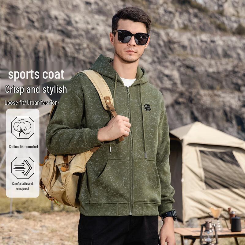 JEEP Men s Hooded Fleece Zipper Sweatshirt L