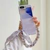 Same Color Scarves Wrist Strap Phone Case for Samsung Galaxy Z Flip 6 5 4 3 Flip6 Flip5 Flip4 Flip3 Shockproof Protective Cover