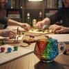 Rainbow D20 Dice Mug Polyhedral Dice Coffee Cup With Handle Game Mug For Rpg Lovers Game Night Mugs Gift For Fantasy Lovers