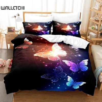Zestaw poszewek na kołdrę Butterfly Mikrofibra Latający Złoty Motyl Drukowany Zestaw Pościeli Wymarzona Noc Motyl Podwójny Queen King Size