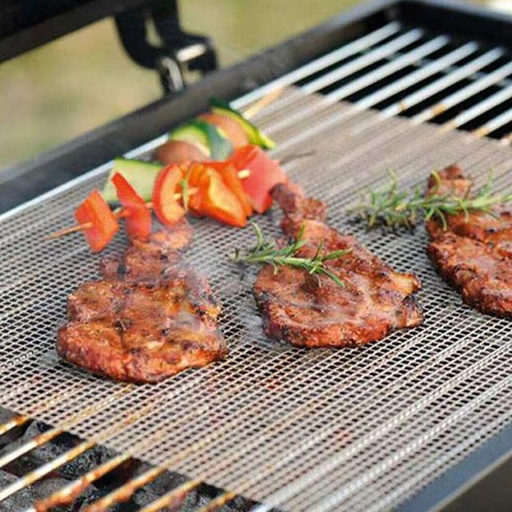 1Pcs 30x40cm Non-stick Barbecue Mesh Mat Reusable Heat Resistance BBQ Baking Net Round Square Cooking Pad