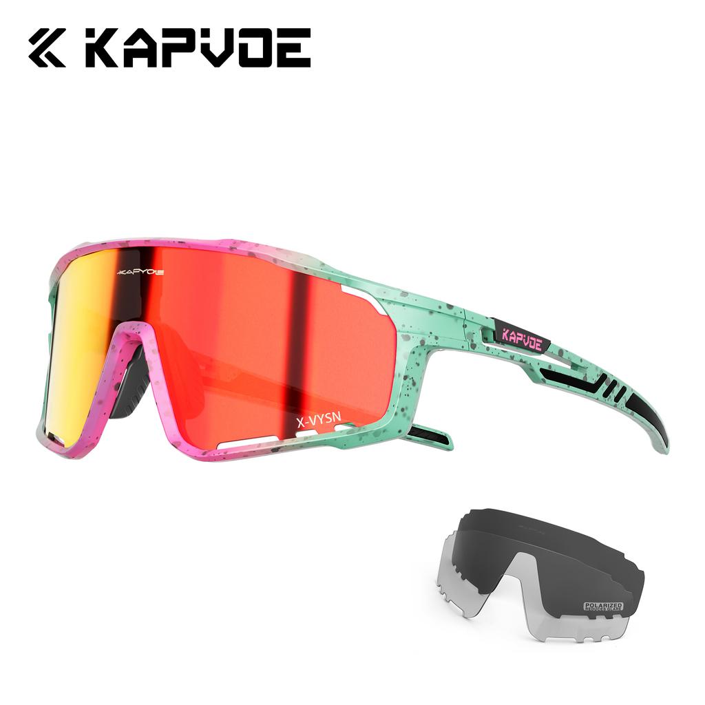 Kapvoe 3lens Cycling Glasses for Men MTB Sunglasses Mountain Bike Bicycle Eyewear Women Sports Goggles Road Speed Skating