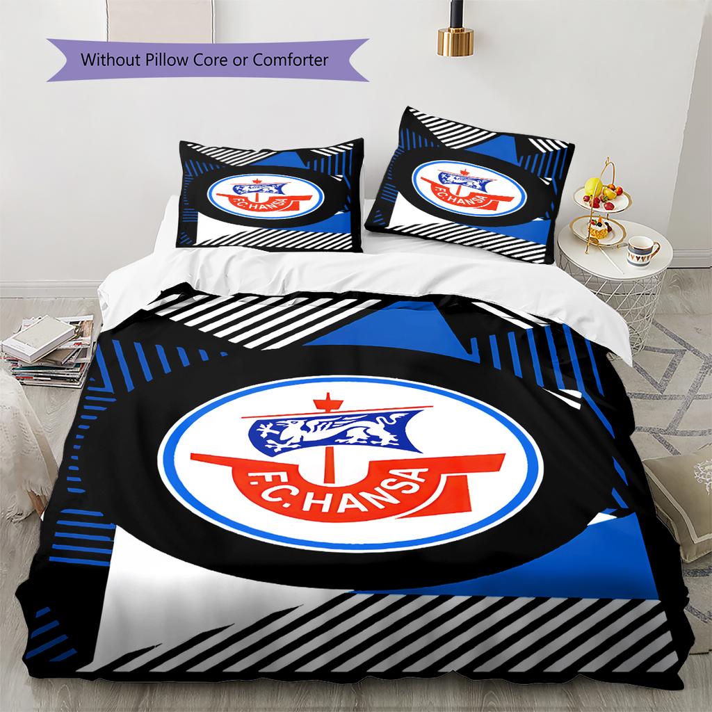 FC Hansa Rostock Pattern Bedding,Quilt Set Quilt Cover Pillowcase Home Birthday Gift (1 * duvet cover + 2 * pillowcase, without core)