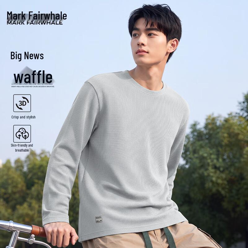 Mark Fairwhale Men's Waffle Knit Long-Sleeve Casual T-Shirt