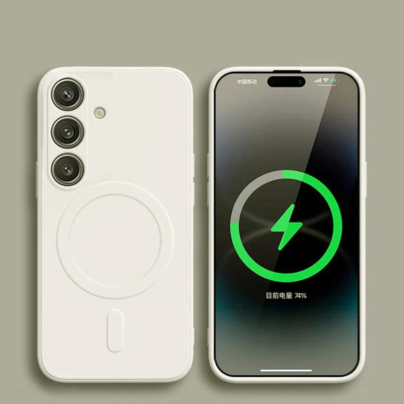 Liquid Silicone Magnetic Shockproof Case For Samsung Galaxy S25 Edge S24 Ultra S23 FE S22 Plus For Magsafe Wireless Charge Cover
