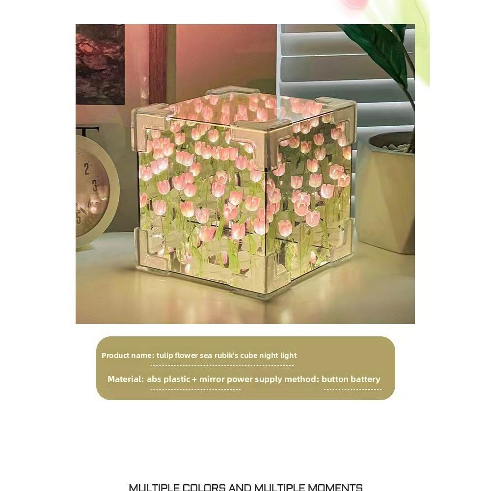 Tulip Night Light Girl Gift for Girlfriend DIY Material Handmade Flower Sea