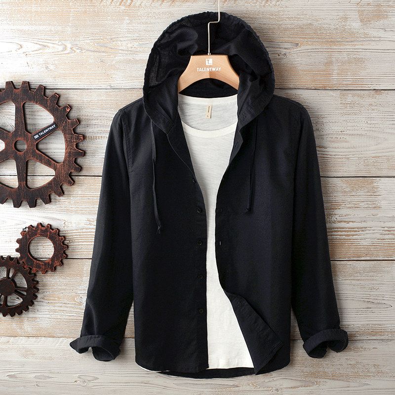 Trendy European and American Style Men's Cotton Long-Sleeved Shirt