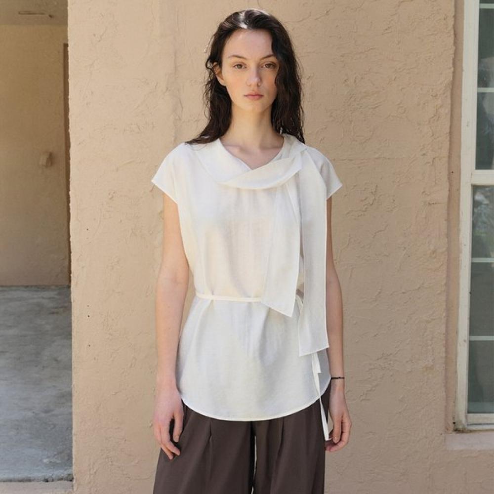Joy Gryson Soft Drape Tie Blouse 01 WHITE/FREE