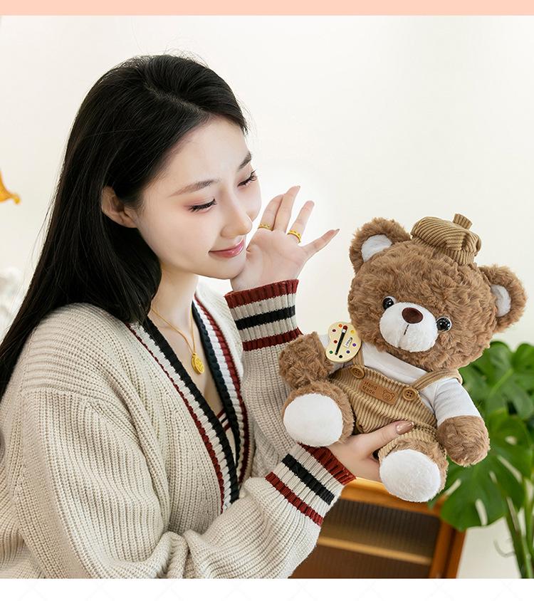 Painter Series Teddy Bear & Rabbit Plush Toy - Cute Doll Gift for Girls' Birthdays