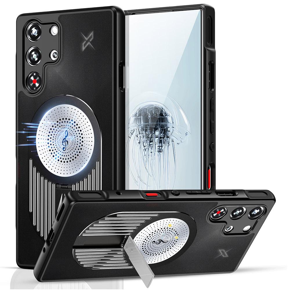 

Чехол для ZTE nubia Red Magic 10 Pro 5G/10 Pro+ 5G с подставкой, силикон+ПК, чехол для телефона, графеновое рассеивание тепла Black